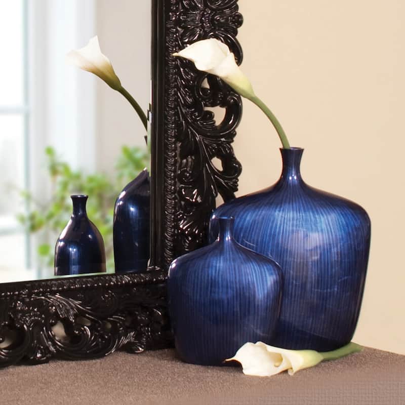 Allan Andrews Small Sleek Cobalt Blue and Black Vase