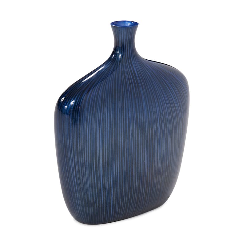 Allan Andrews Small Sleek Cobalt Blue and Black Vase