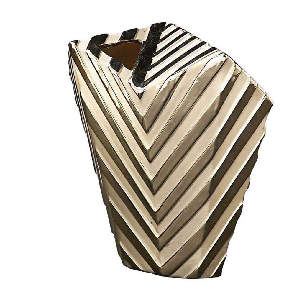 Large Striped Metallic Abstract Vase