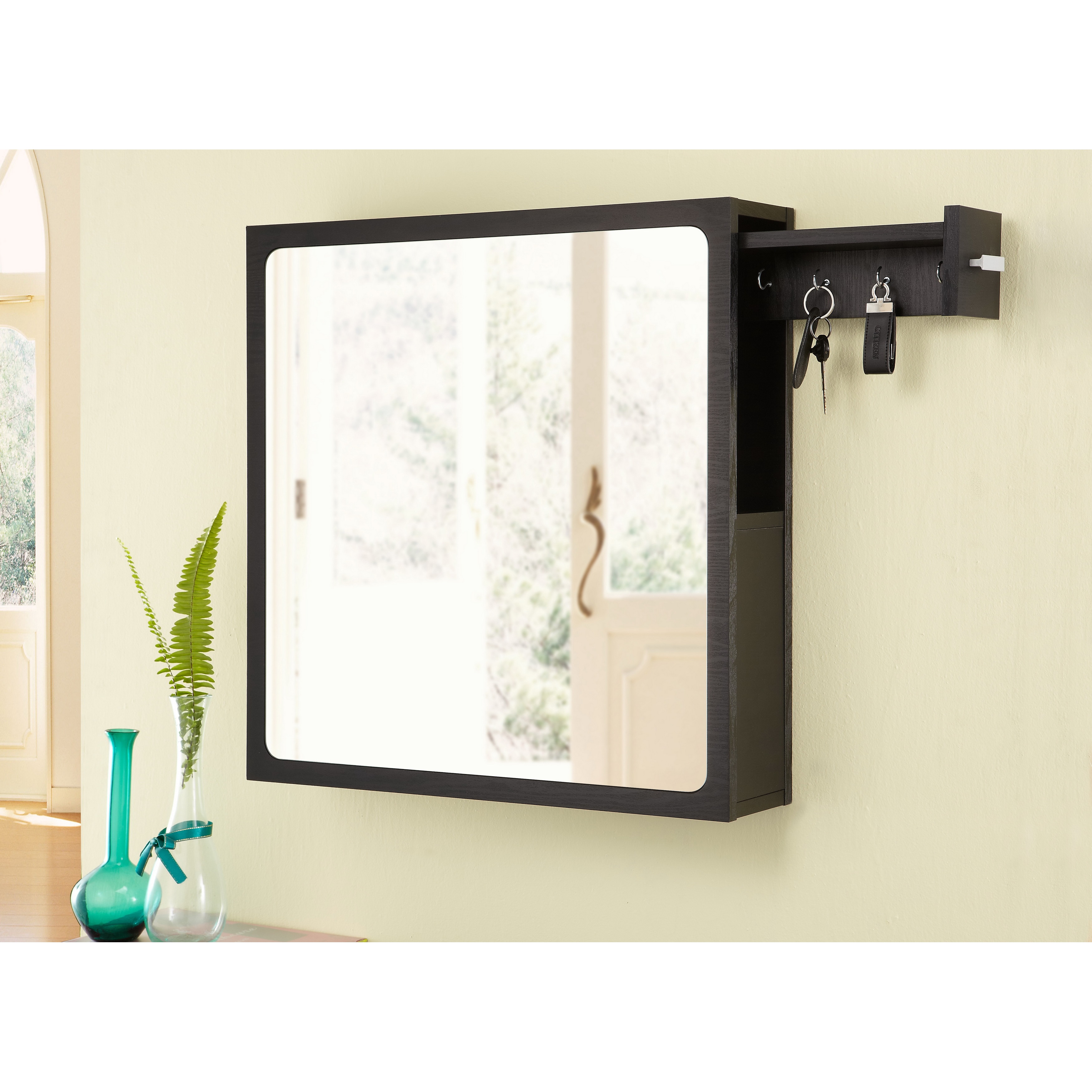 Furniture Of America Furniture Of America All in one Black Multi storage Hanging Mirror Black Size Medium