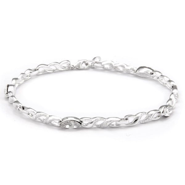 Sunstone Silver Plated Infinity Link Bracelet Made With Sunstone Silver Plated Infinity Link Bracelet Made With Swarovski Crystal