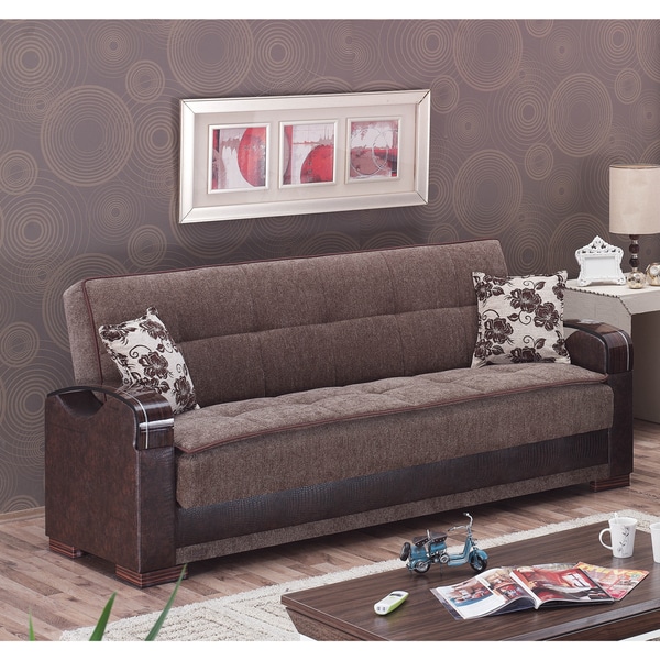 Shop Hartford Brown Fabric/ Reptileembossed Vinyl Sofa Bed Free
