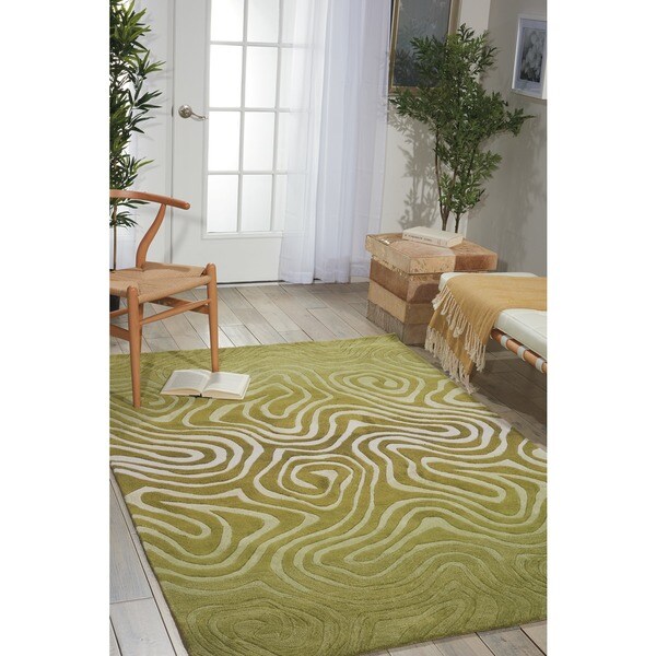 Hand Tufted Avocado Contour Abstract Zebra Print Rug 7 3 X 9 Hand Tufted Avocado Contour Abstract Zebra Print Rug 7 X27