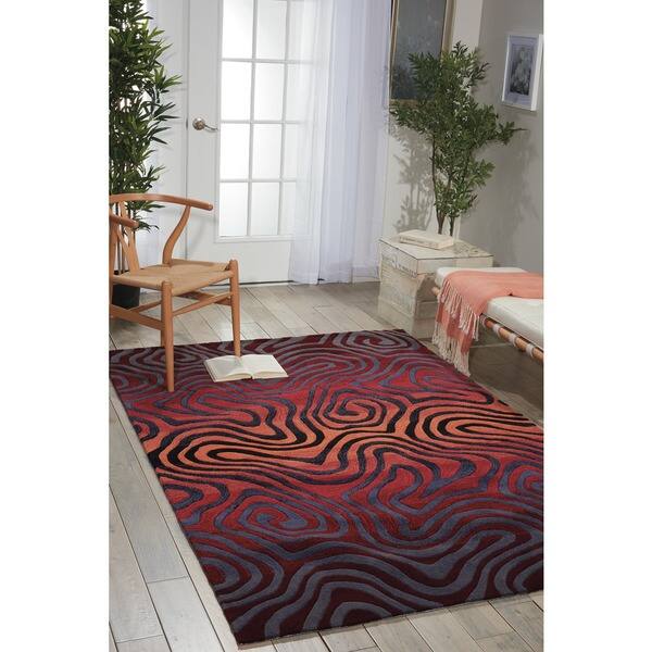 Hand-tufted Sangria Contour Abstract Zebra Print Rug - 7'3 x 9'3