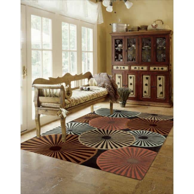Nourison Contour Abstract Oversized Flowers Copper Multicolored Area Rug