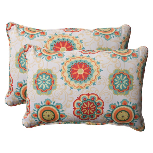 Pillow Perfect Aqua Outdoor Fairington Corded Oversized Rectangular