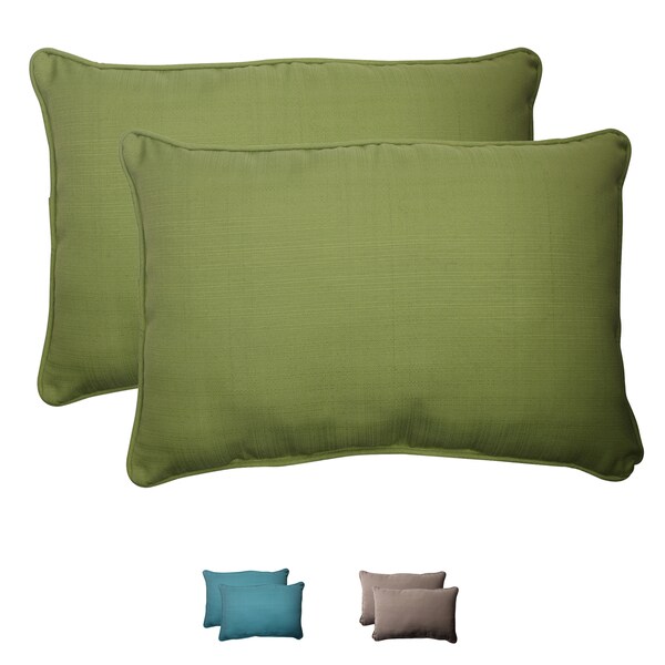 Taupe Pillow Perfect Indoor/Outdoor Forsyth Corded Rectangular Throw Pillow Set of 2