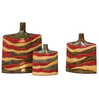 Red Yellow And Sage Green Ceramic Vases Set Of 3 Free