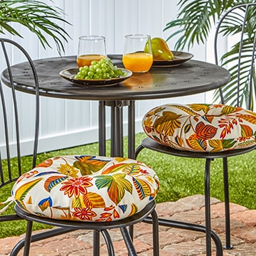 New Floral 15 inch Round Outdoor Bistro Chair Cushions Set of 2 Porch Patio Yard
