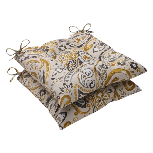 Shop Pillow Perfect Outdoor Paisley Tufted Seat Cushions (Set of 2
