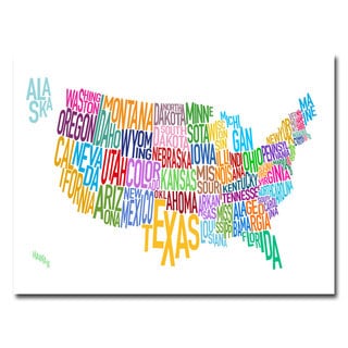 Map United States Art Original Sale Michael Tompsett 'United States Text Map' Gallery-Wrapped Canvas Art