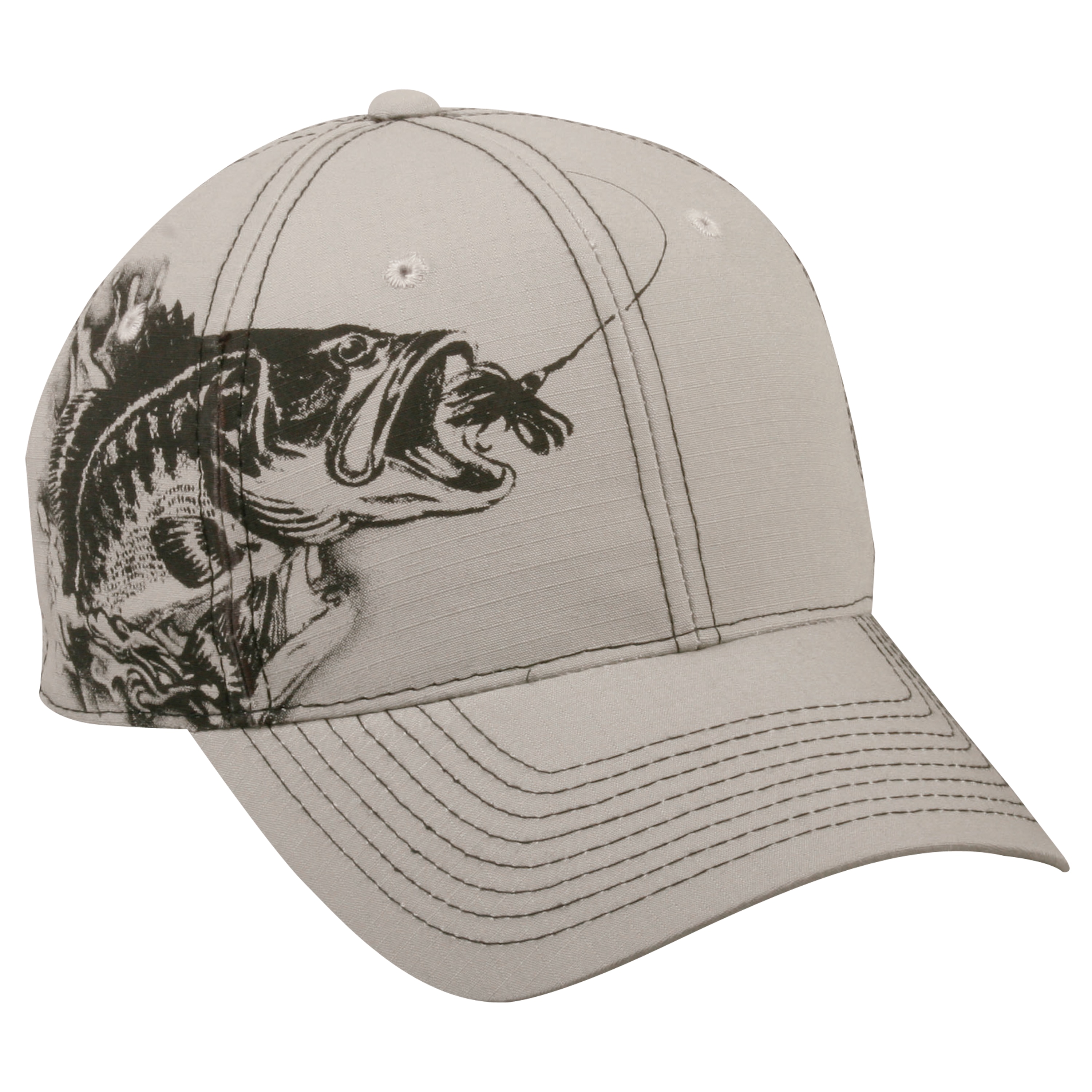 Jumping Bass White Adjustable Fishing Hat