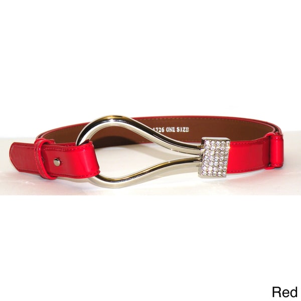 Womens Patent Leather Rhinestone Buckle Belt   Shopping