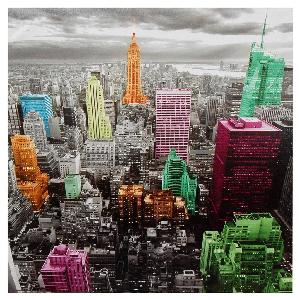 High-Lights of New York Skyline Canvas Wall Art - Grey
