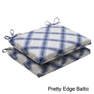 Pillow Perfect Outdoor Pretty Edge Squared Seat Cushion (Set of 2) Pillow Perfect Outdoor Cushions & Pillows