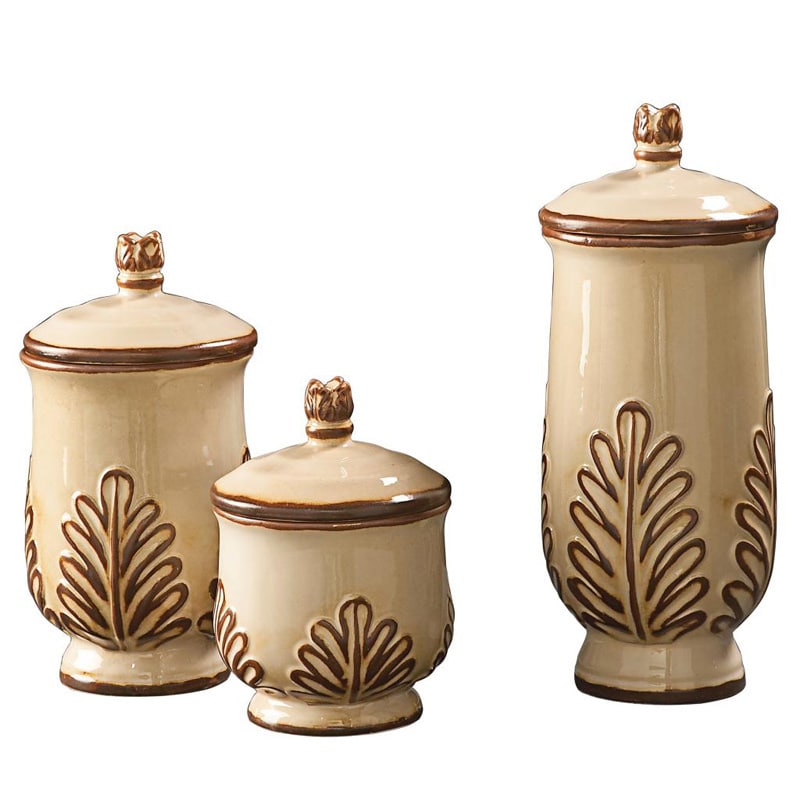 White/ Mocha Ceramic Urn (set Of 3)