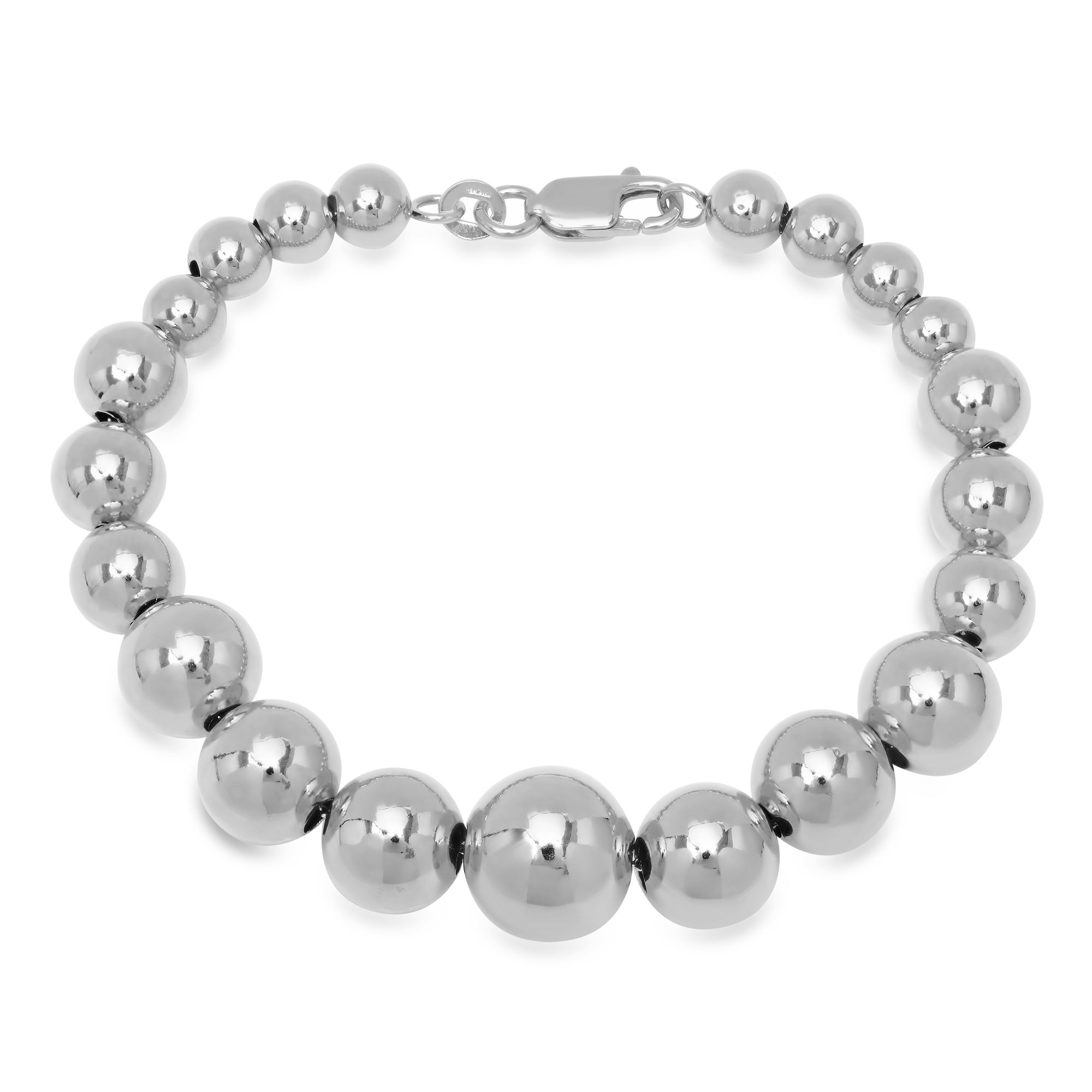 Sterling Silver Graduated Bead Bracelet 7 Inch Overstock 7860308