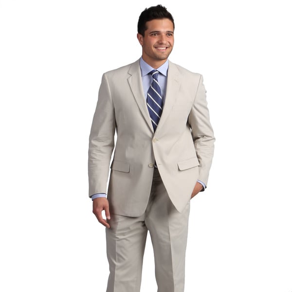Shop Adolfo Men's Tan Mini Pinfeather Suit - Free Shipping Today ...