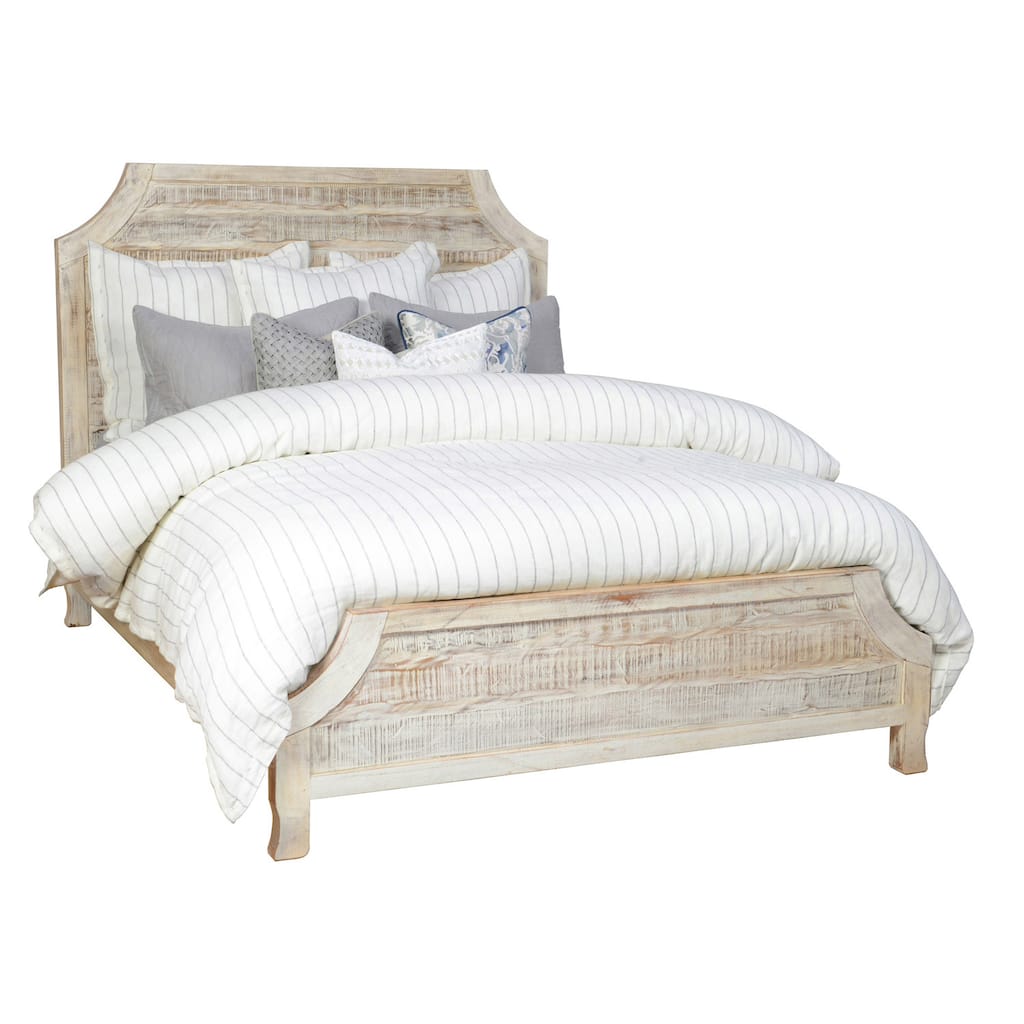 Cosmo Rustic Antique White Wood Bed by Kosas Home