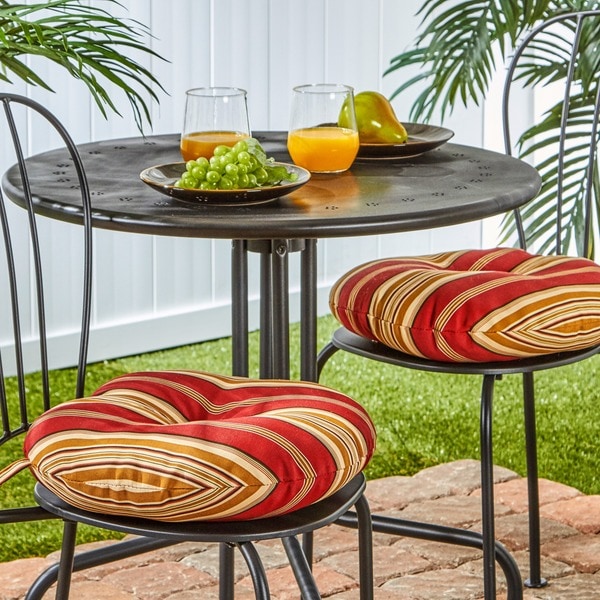 15inch Round Outdoor Roma Stripe Bistro Chair Cushions