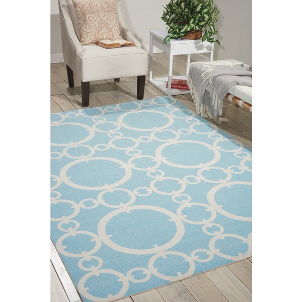Waverly Sun N' Shade Connected Aquamarine Area Rug by Nourison (7'9 x 10'10) - 7'9 x 10'10