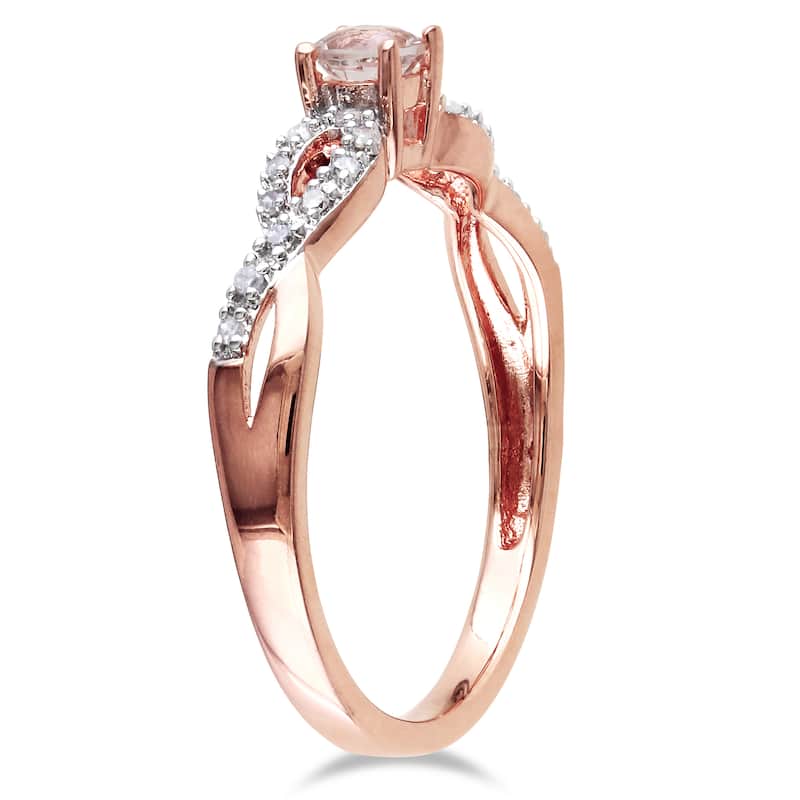 Miadora Rose-plated Silver Morganite and 1/10ct TDW Diamond Ring (H-I, I2-I3)