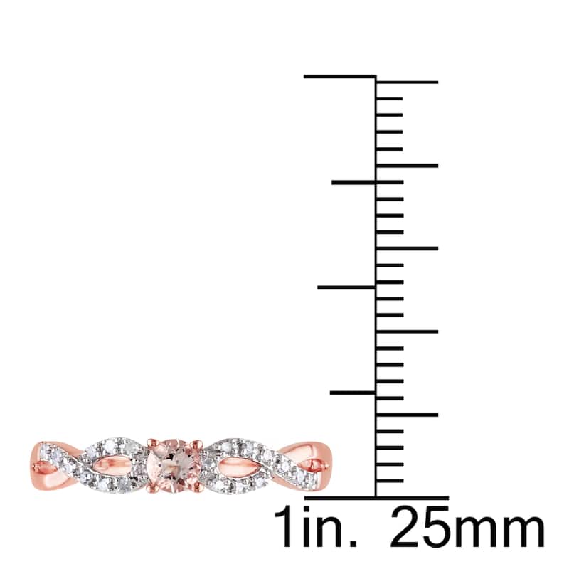 Miadora Rose-plated Silver Morganite and 1/10ct TDW Diamond Ring (H-I, I2-I3)