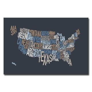 Michael Tompsett 'US States Text Map' Canvas Art Map United States Canvas Map United States Canvas Michael Tompsett 'US States Text Map' Canvas Art