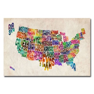 Michael Tompsett 'United States Text Map' canvas art Map United States Canvas Map United States Canvas Michael Tompsett 'United States Text Map' canvas art