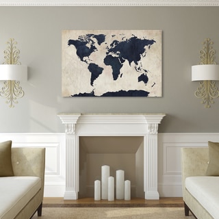 Michael Tompsett 'World Map - Navy' canvas art. Opens flyout.