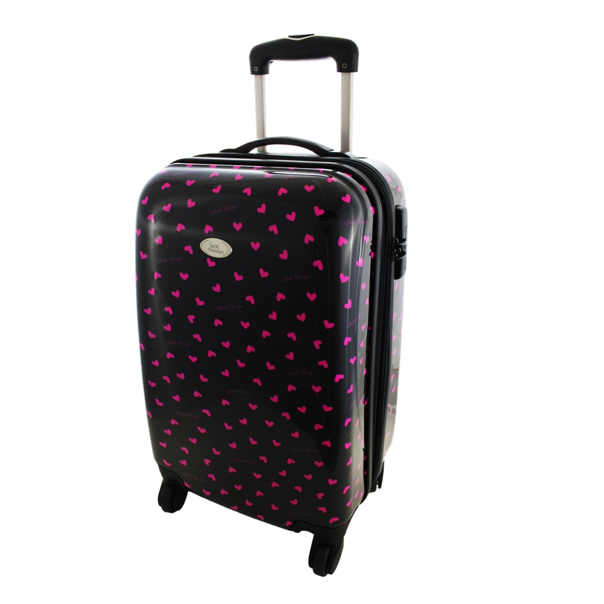 Jacki Design Glitzy Heart 22 inch Hardside Carry on Spinner Upright