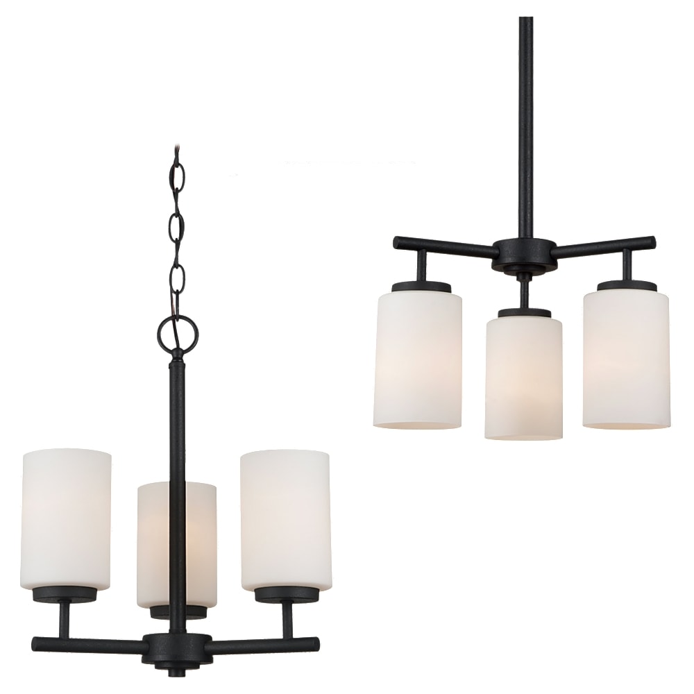 Sea Gull Lighting 3-light Blacksmith Satin Etched Glass Chandelier (Three Light Chandelier in Blacksmith Finish) - Chandeliers For Bedrooms by Overstock.com