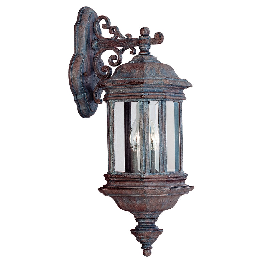 Sea Gull Lighting Hill Gate Rust Patina Two light Outdoor Textured Wall Lantern