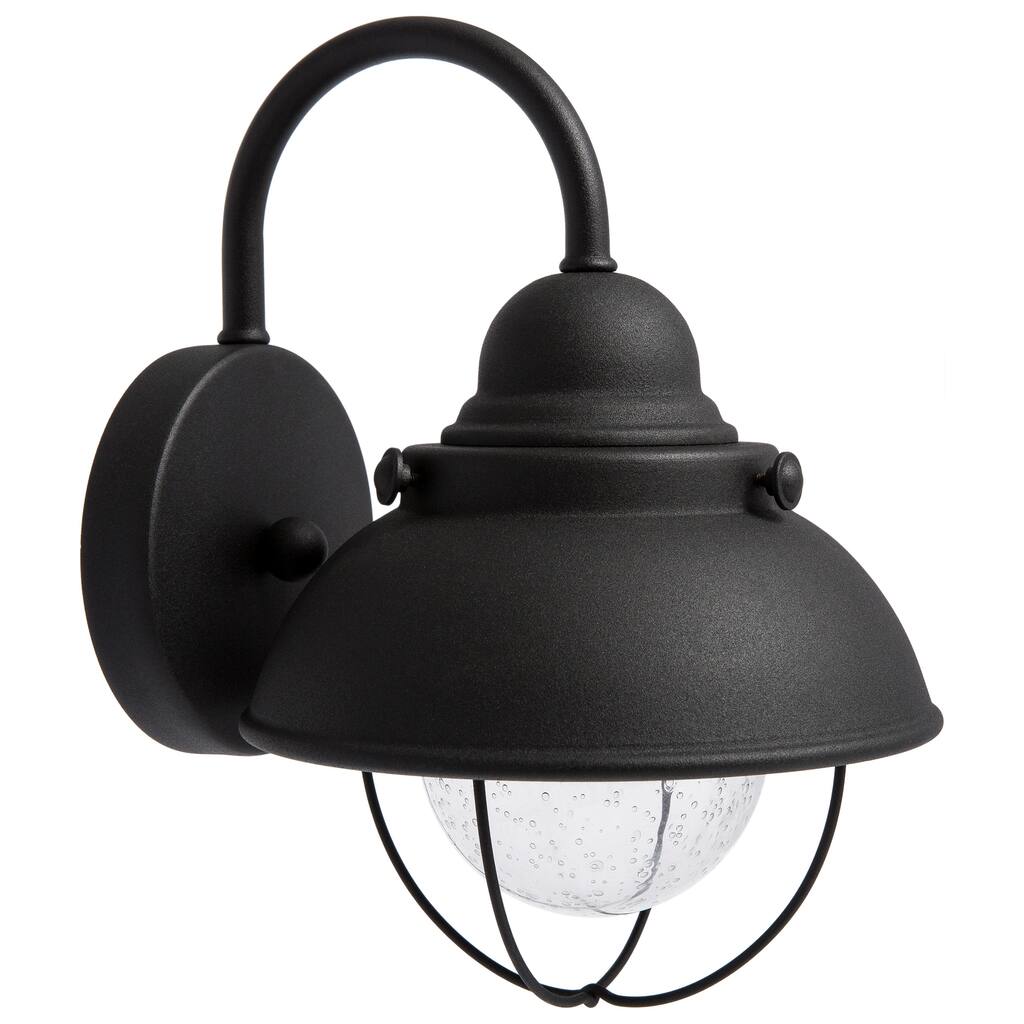 Sea Gull Lighting Sebring Black 100-Watt Outdoor Wall Lantern