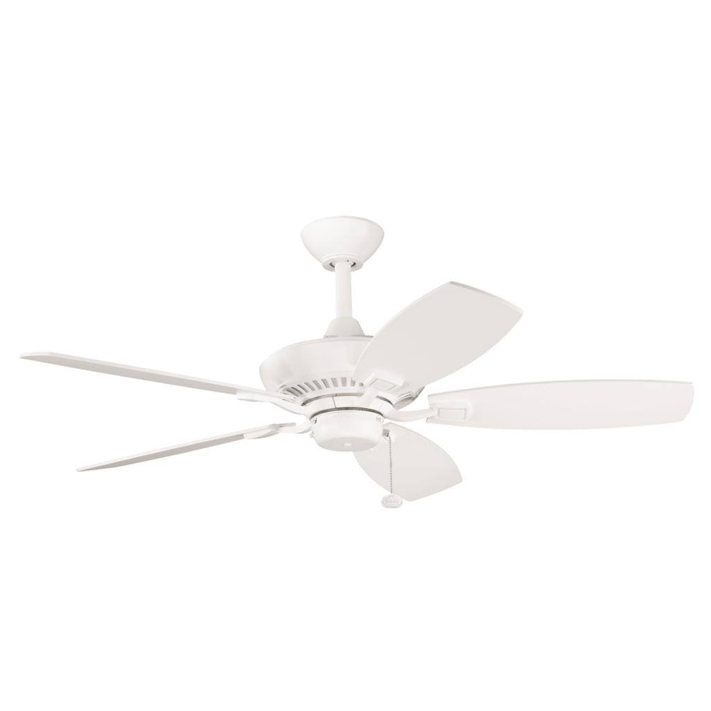 Satin Natural White Five-Blade Ceiling Fan with Pull-Chain Switch
