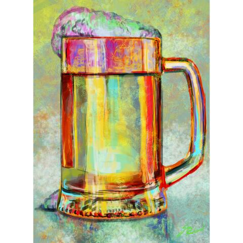 Oliver Gal 'Beer Mug' Drinks and Spirits Wall Art Canvas Print - Yellow, Pink