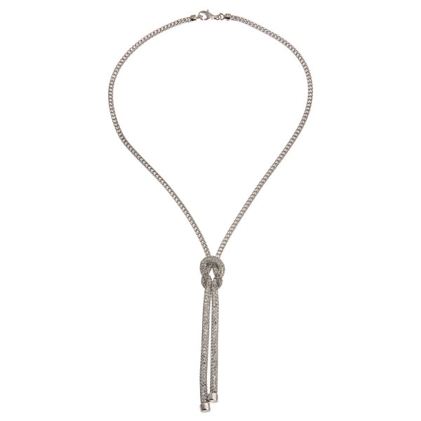 La Preciosa Sterling Silver 'Hidden' Crystal Mesh Knot Necklace La Preciosa Crystal, Glass & Bead Necklaces