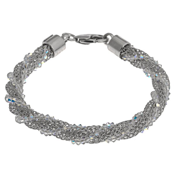 La Preciosa Sterling Silver 'Hidden' Crystal Mesh Winding Bracelet. Opens flyout.