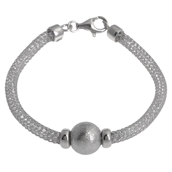 La Preciosa Sterling Silver 'Hidden' Crystal Mesh and Bead Cape Cod Bracelet. Opens flyout.