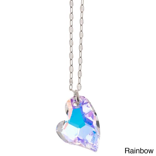 La Preciosa Silver Crystal Heart Necklace Made With Swarovski Elements On Sale Overstock