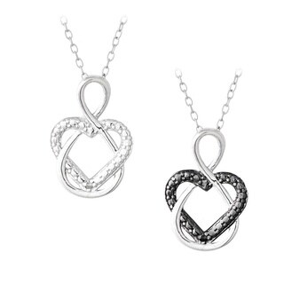 Shop DB Designs Silvertone Black Diamond Heart Necklace ...