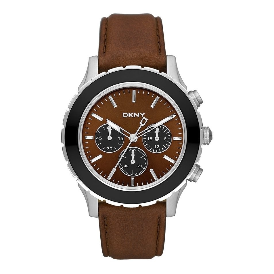 DKNY Mens Brown Calfskin Strap Chronograph Watch Today $141.99