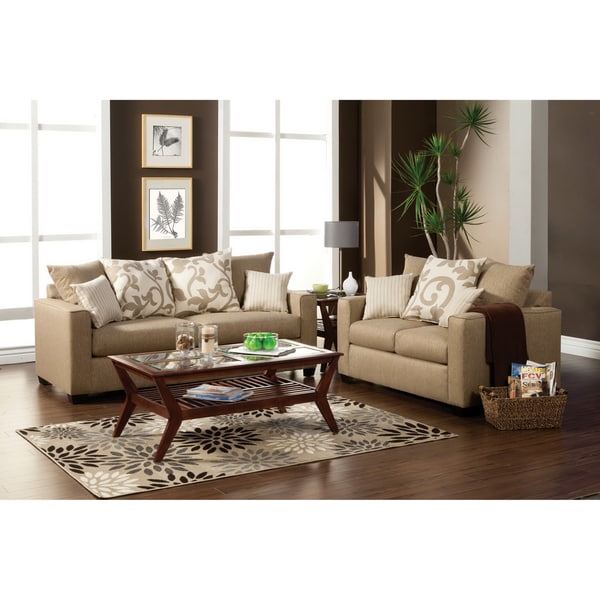 Furniture of America Aizo Modern Sandstone Fabric 2 Piece Sofa Set Furniture of America Living Room Sets