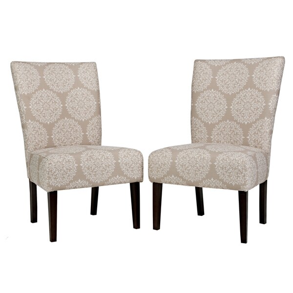 Handy Living Bradford Filigree Cream Tan Armless Chair Set (Set of 2)