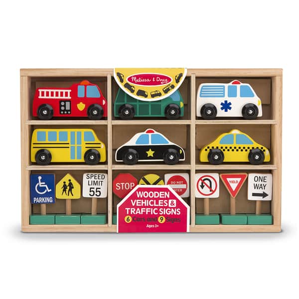 slide 2 of 2, Melissa & Doug Wooden Vehicles and Traffic Signs