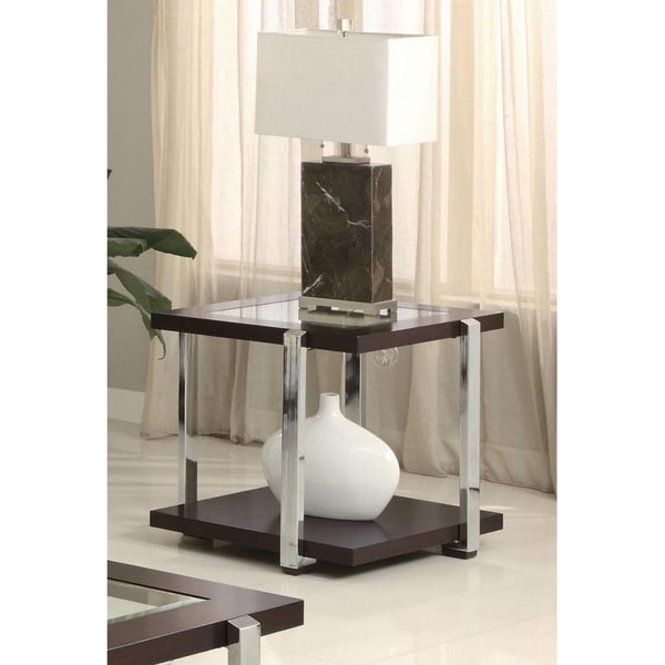 Cyprus Contemporary Chrome/ Glass End Table Free Shipping Today