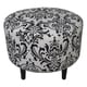 preview thumbnail 2 of 1, Sole Designs Sophia Traditions Black and White Damask Round Ottoman