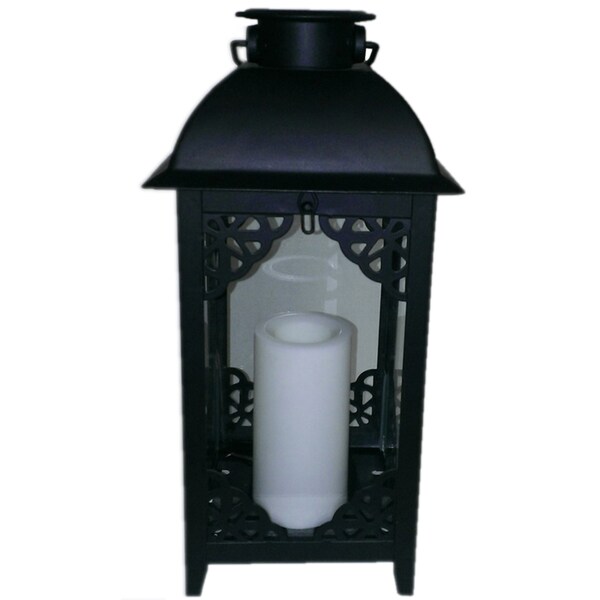 Shop Paradise Solar Powered Black Moroccan Style Metal Lantern With