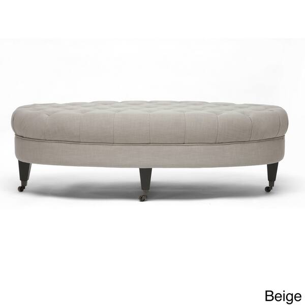 Baxton Studio Brighton Beige Linen Modern Tufted Ottoman