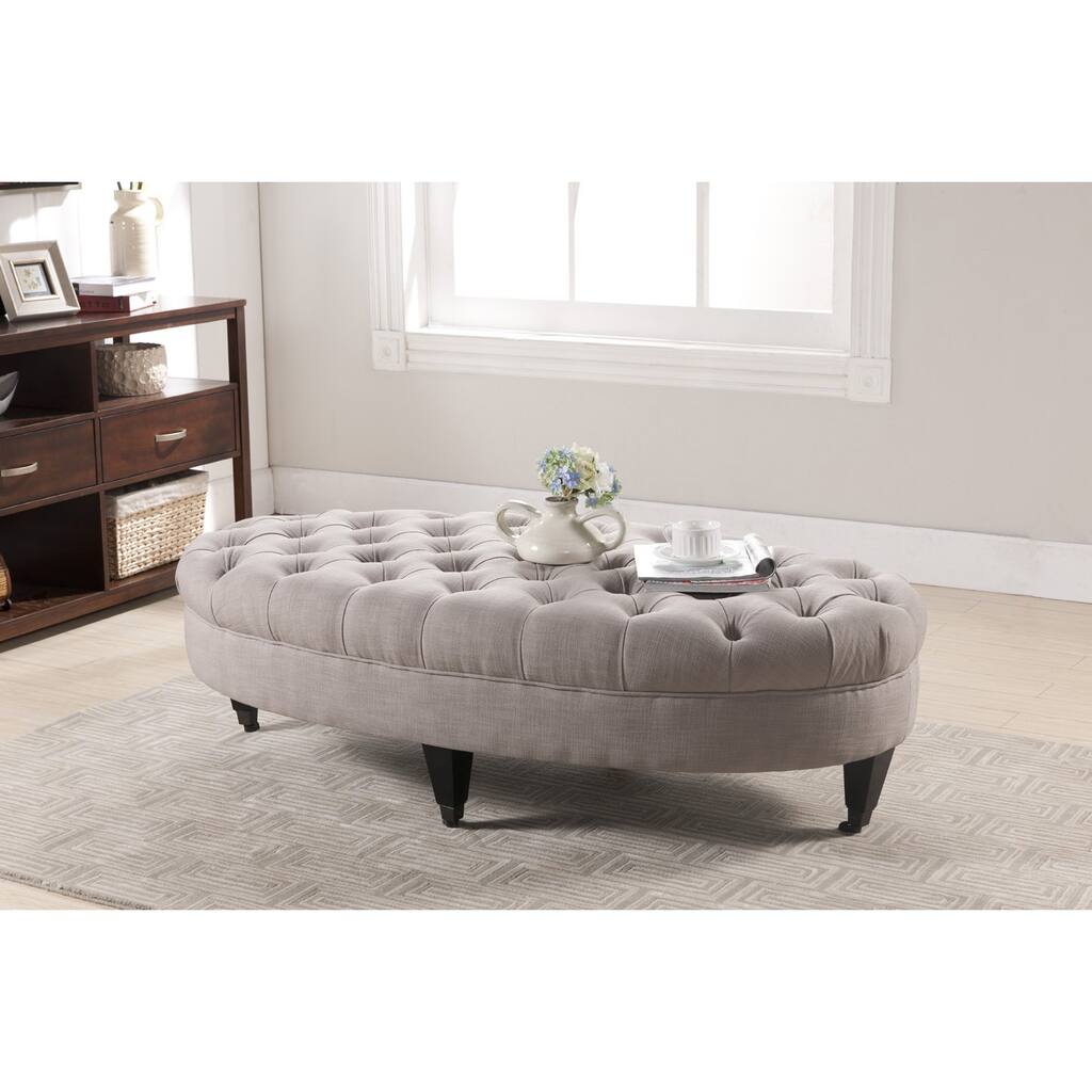 Baxton Studio Brighton Linen Modern Tufted Ottoman